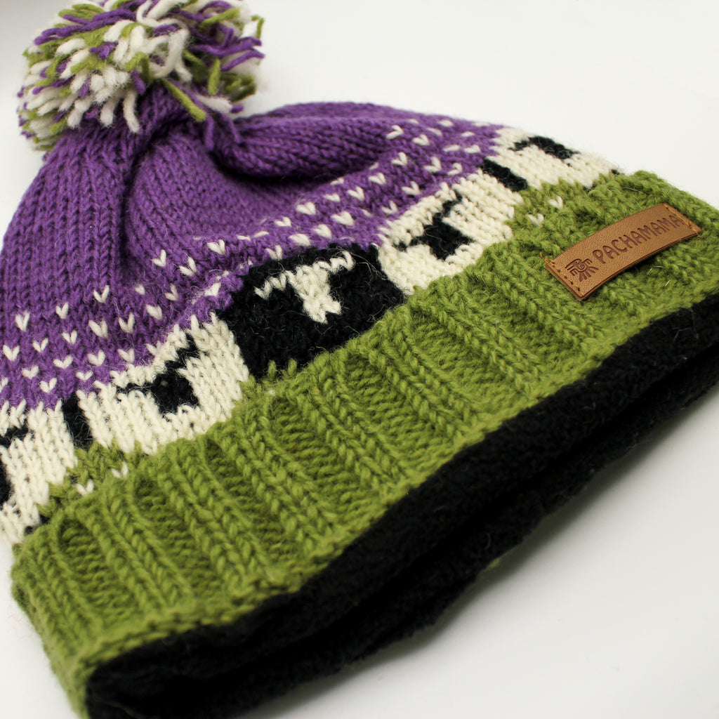 Pachamama Sheep Purple Bobble Hat