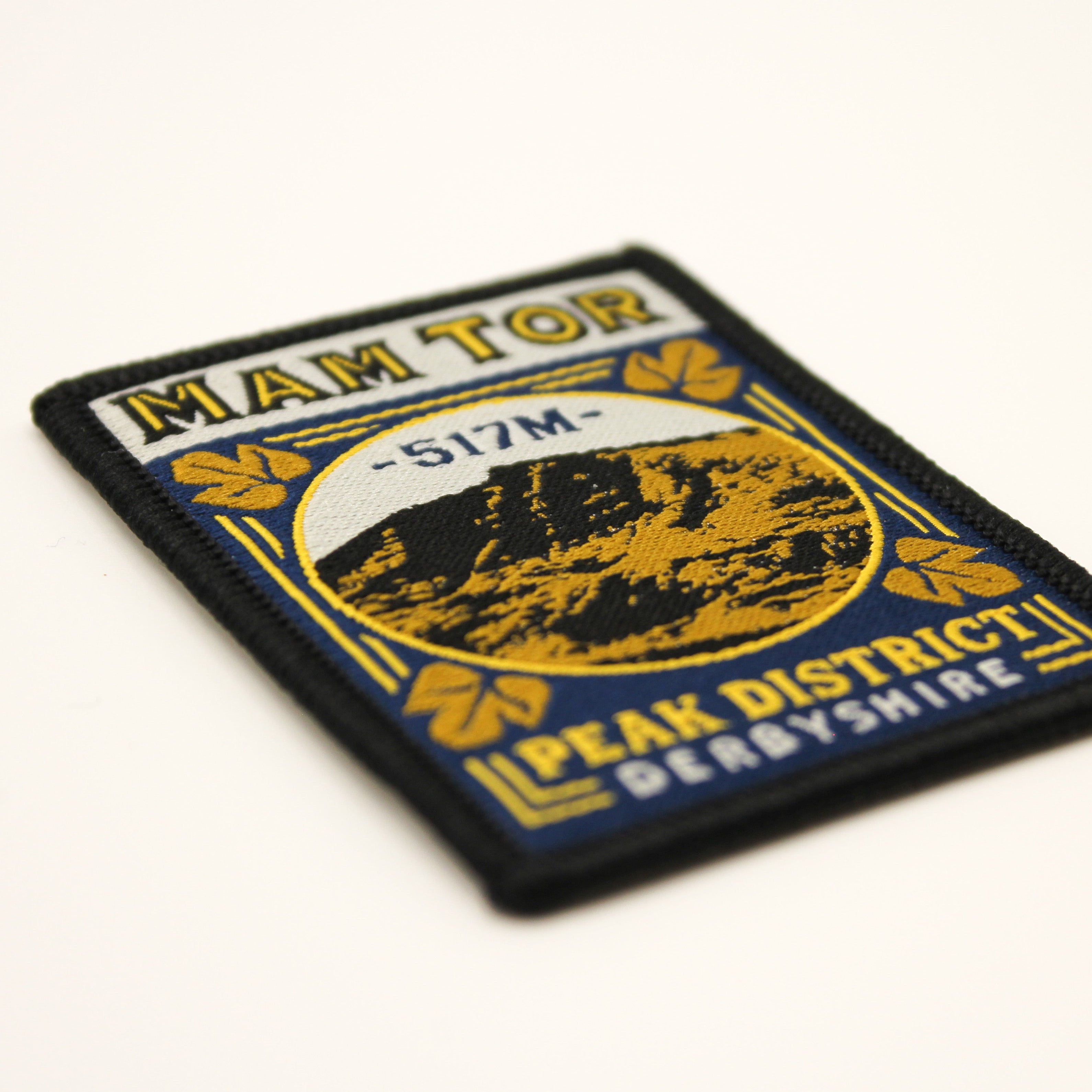 Patch with Mam Tor Peak District Derbyshire design on a white background