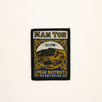 Patch with 'Mam Tor' and mountain illustration on a beige background