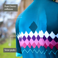 Load image into Gallery viewer, Women&#39;s Peak District Cycle Jersey - Teal Millstone
